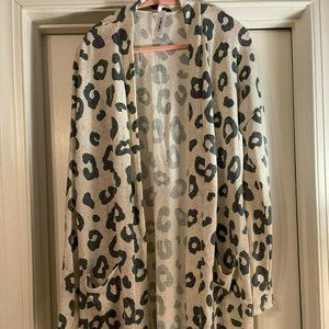 BEESON RIVER ANIMAL PRINT CARDIGAN sweater wrap jacket 2X NWT TAN /BLACK